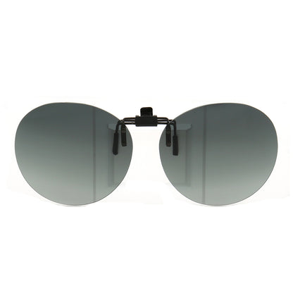 Round grey clip on sunglasses