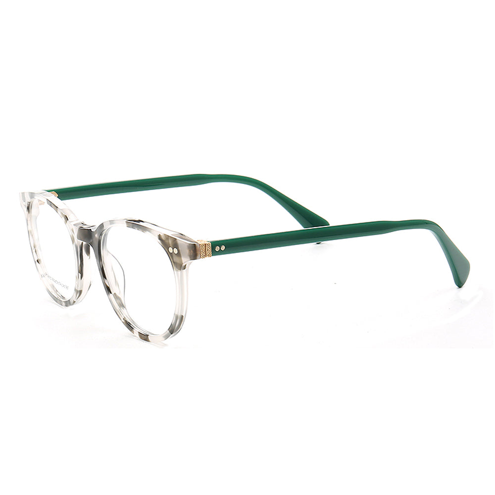 Flight of Fancy Round Frame in Hunter Green Eyeglasses High End Designer Prescription Glasses Blue Light - Vint & York