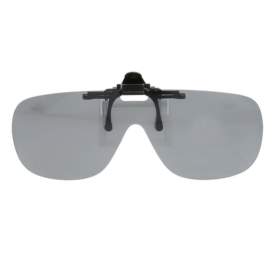 Grey shield shaped clip on sunglasses