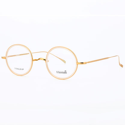 Armonía | Anteojos redondos vintage de titanio | Diseño liviano con acetato estampado