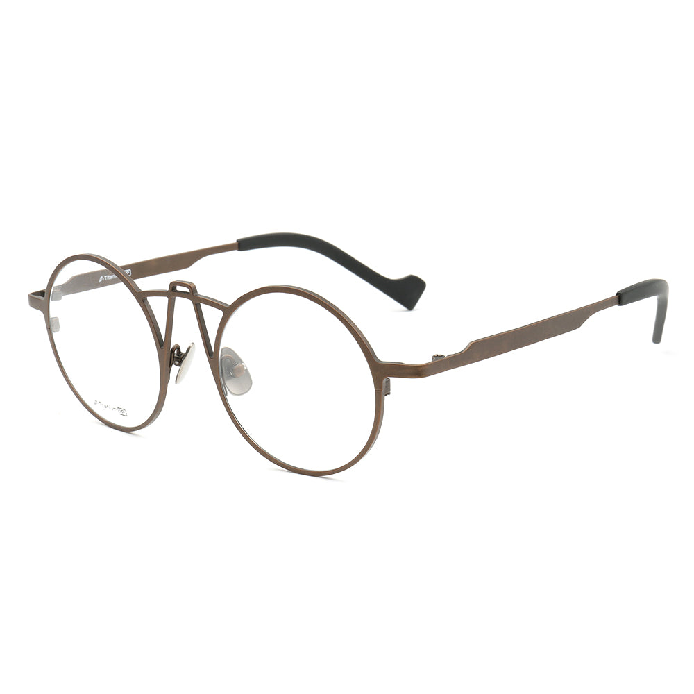 Side view of bronze punk style 80s glasses