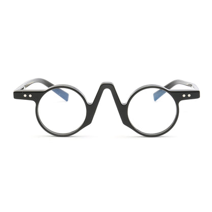 Front view of black round retro glasses
