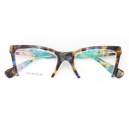 Isabelle | Lunettes œil de chat à demi-jante pour femmes | Modèle moderne de carapace de tortue semi-sans monture