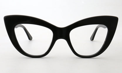 Front view of black oversized cat eye glasses frames