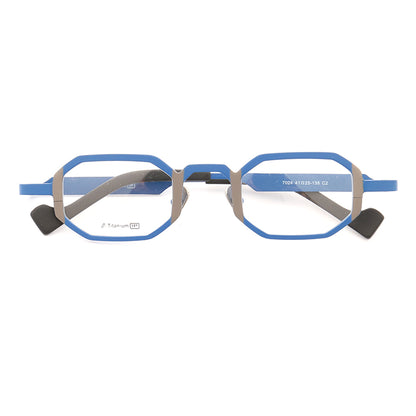 Blue two-toned rectangular titanium eyeglasses