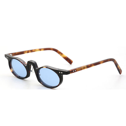 Side view of oval shaped tortoise sunglasses