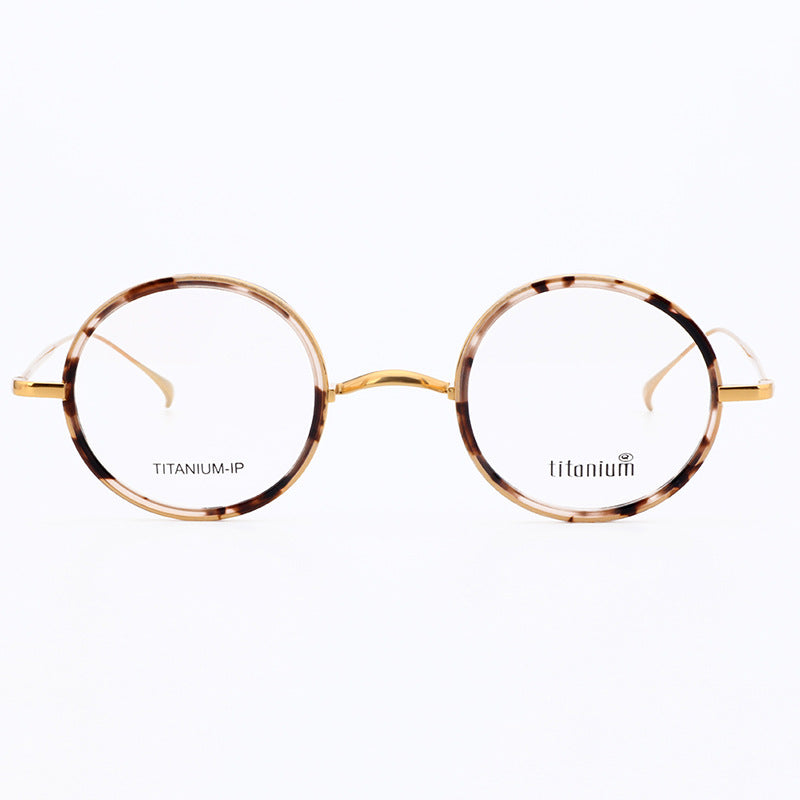 Harmony | Vintage Round Titanium Eyeglasses | Lightweight Design w/ Patterned Acetate