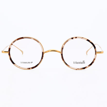 Armonía | Anteojos redondos vintage de titanio | Diseño liviano con acetato estampado