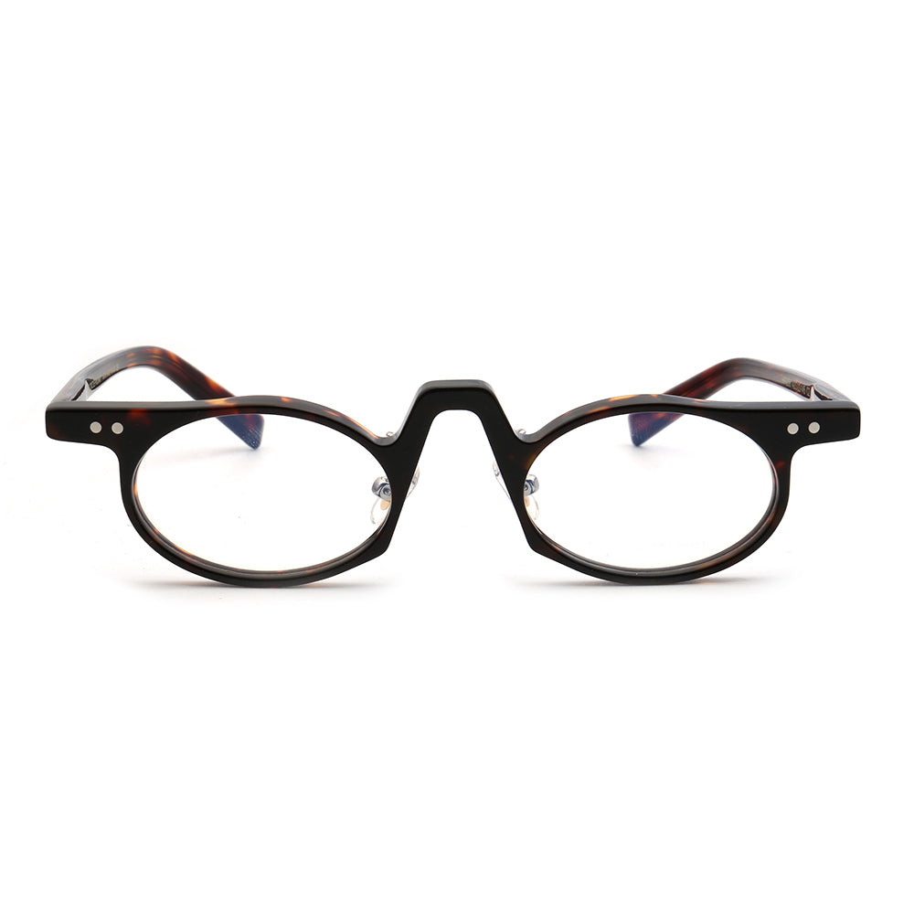 Front view of classic oval tortoise eyeglasses