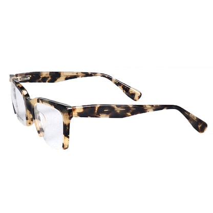 Isabelle | Lunettes œil de chat à demi-jante pour femmes | Modèle moderne de carapace de tortue semi-sans monture