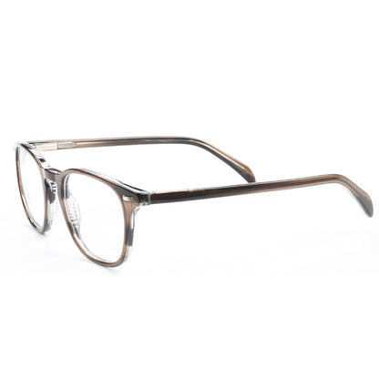 Side view of brown multicolor acetate eyeglass frames