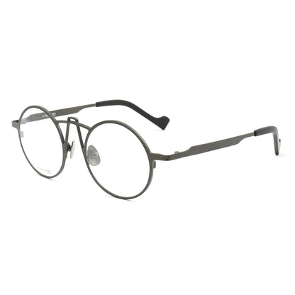 Side view of gunmetal punk style titanium eyeglasses