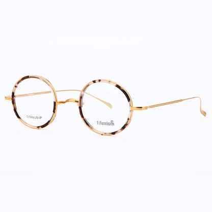 Armonía | Anteojos redondos vintage de titanio | Diseño liviano con acetato estampado