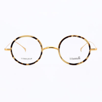 Armonía | Anteojos redondos vintage de titanio | Diseño liviano con acetato estampado