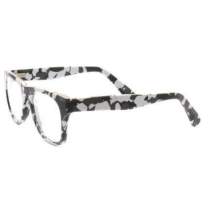 A pair of black and white camo glasses frames
