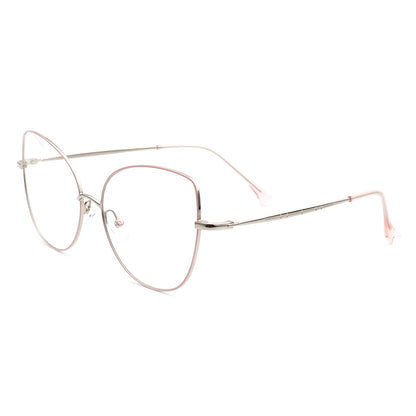 Side view of metal butterfly shaped eyeglass frames