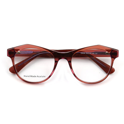 A pair of red transparent cat eye glasses for women