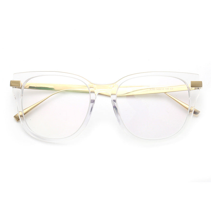 A pair of transparent full rim titanium glasses for women