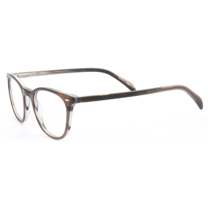 Side view of brown patterned acetate eyeglasses