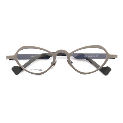 Grey and blue heart shaped titanium eyeglasses