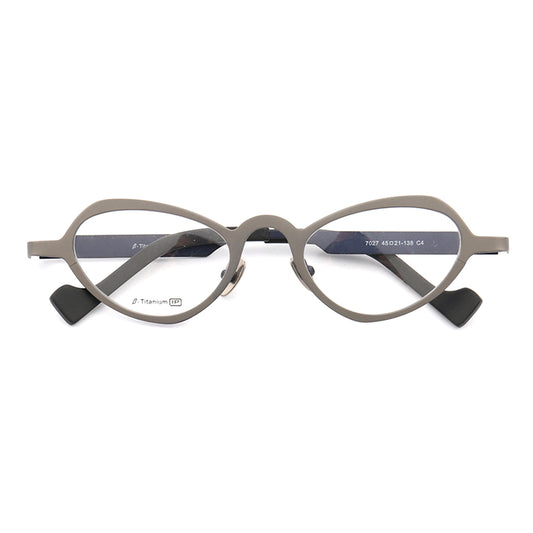 Grey and blue heart shaped titanium eyeglasses
