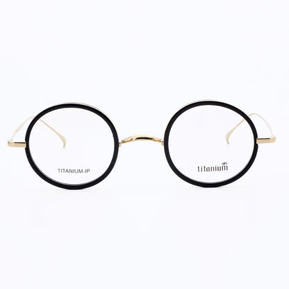 Armonía | Anteojos redondos vintage de titanio | Diseño liviano con acetato estampado