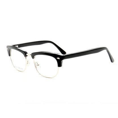 Carter Retro Half Rim Acetate Glasses Semi Rimless Nerd Style