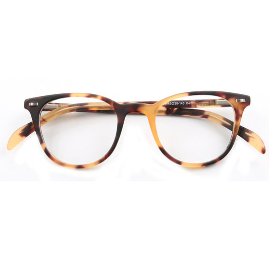 Front view of matte tortoise shell acetate eyeglasses