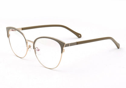 Women's olive colored cat eye glasses frames