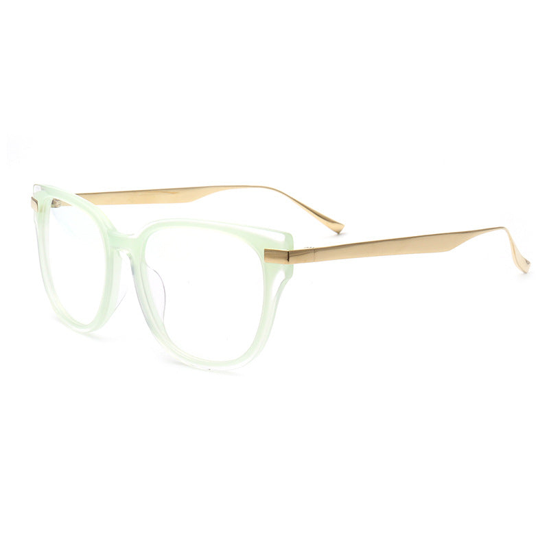 Side view of light green full rim titanium eyeglasses