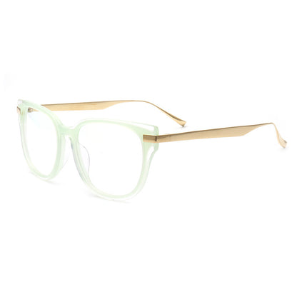 Side view of light green full rim titanium eyeglasses