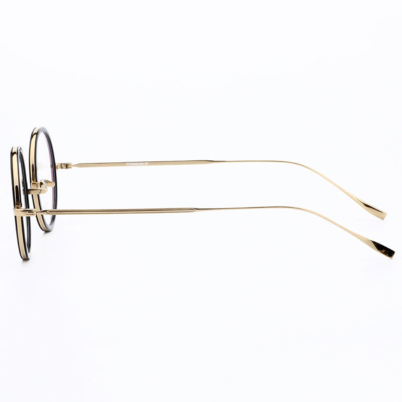Harmony | Vintage Round Titanium Eyeglasses | Lightweight Design w/ Patterned Acetate