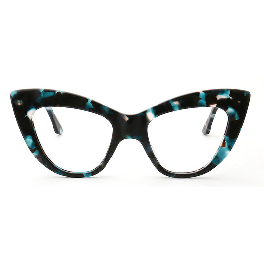 Oversized blue tortoise cat eye glasses
