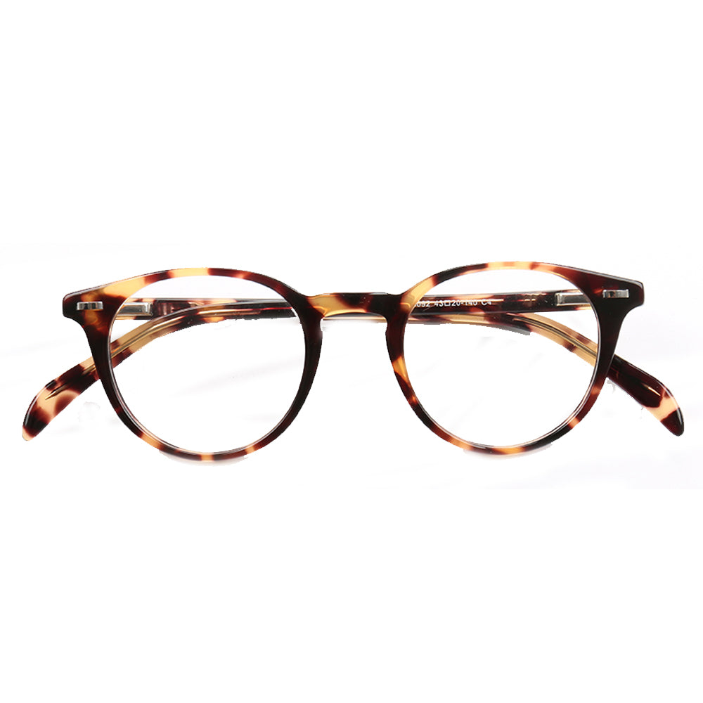 A pair of round tortoise shell acetate glasses