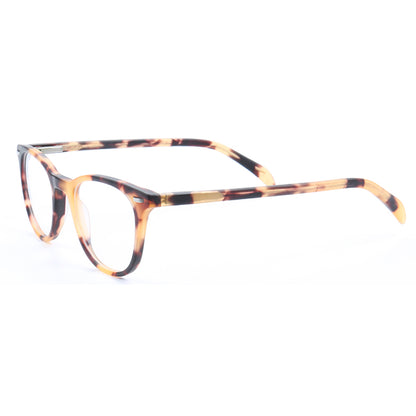 Side view of matte tortoise shell eyeglasses