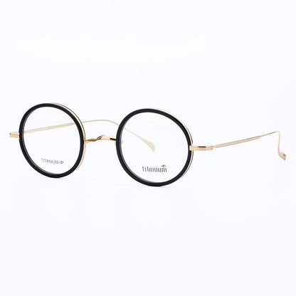 Armonía | Anteojos redondos vintage de titanio | Diseño liviano con acetato estampado