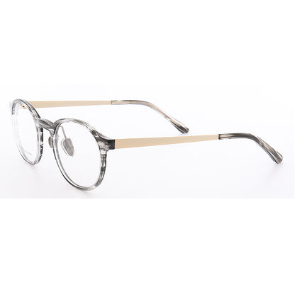 Side view of round full rim patterned eyeglasses