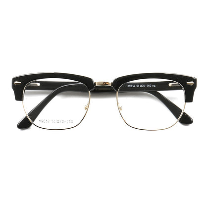 A pair of retro nerd semi rimless eyeglasses