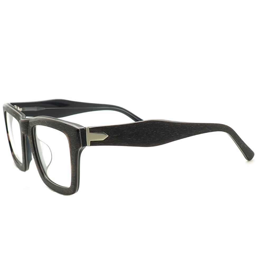 Side view of black retro square eyeglass frames