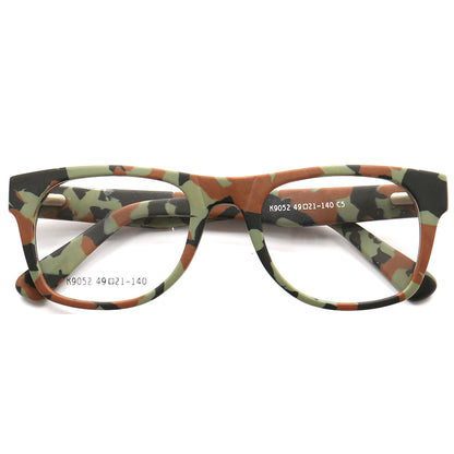A pair of camo full rim acetate eyeglasses