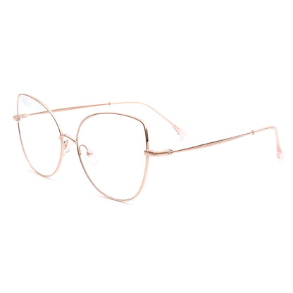 Side view of pink oversized butterfly shaped glasses for women