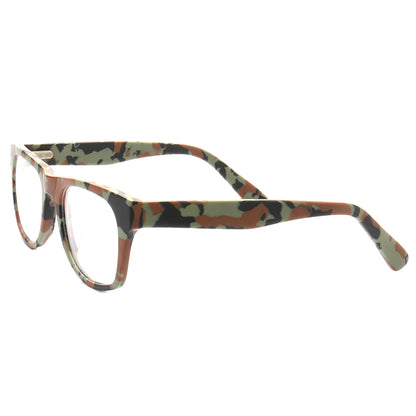 Side view of camo full rim acetate eyeglasses