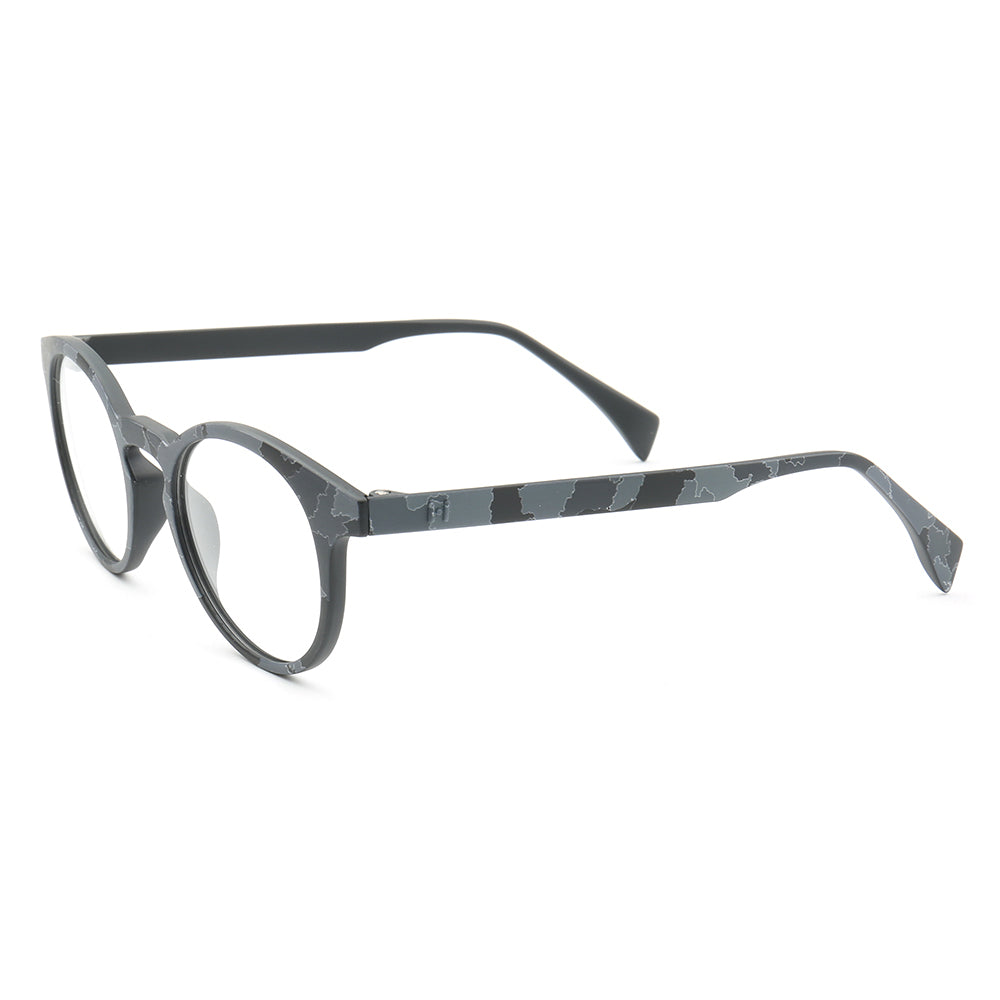 Temple of black and grey camo eyeglasses