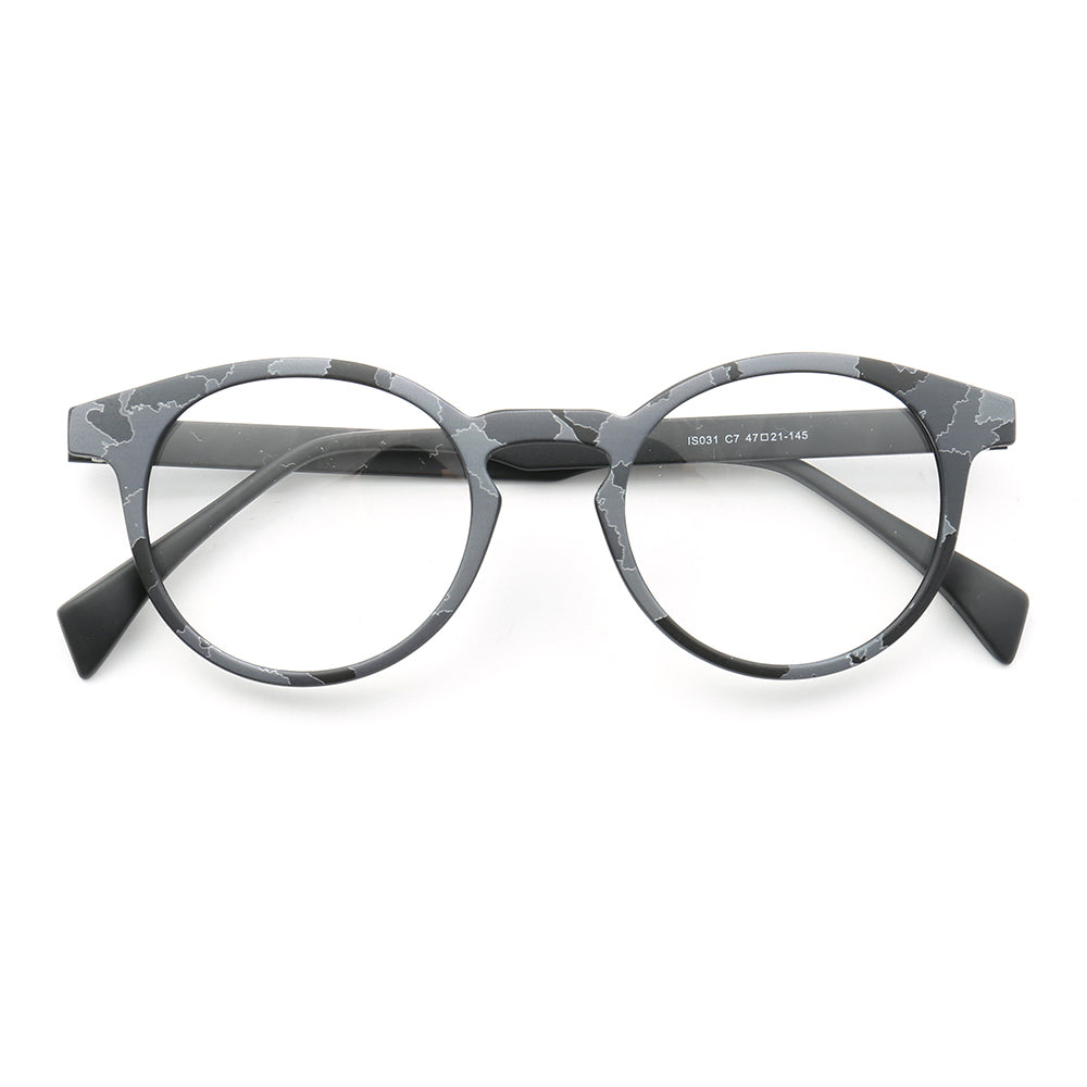 Black and grey camo round eyeglasses