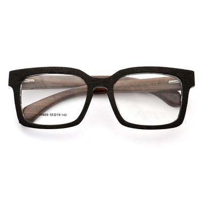 Front view of full rim wooden oversized glasses
