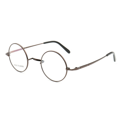 Brown retro round titanium glasses