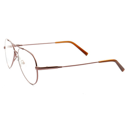 Side view of brown pilot style eyeglass frames