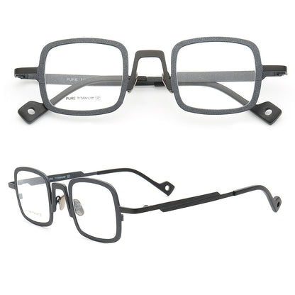 Rueben | Montures de lunettes en titane Funky Square Full Rim | Lunettes de vue légères bicolores modernes en ligne
