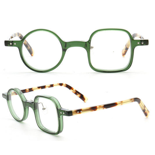 green mismatch eyeglasses frames