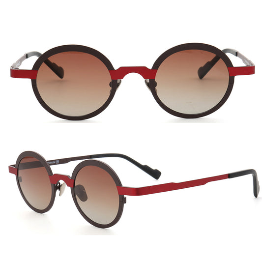 Round Multicolored polarized titanium sunglasses